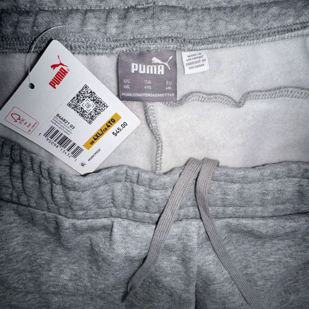 PUMA Mens 4XL Track Jogging Sweat Pants Big And Tall Gym Fleece Gray Grey New - Picture 4 of 4